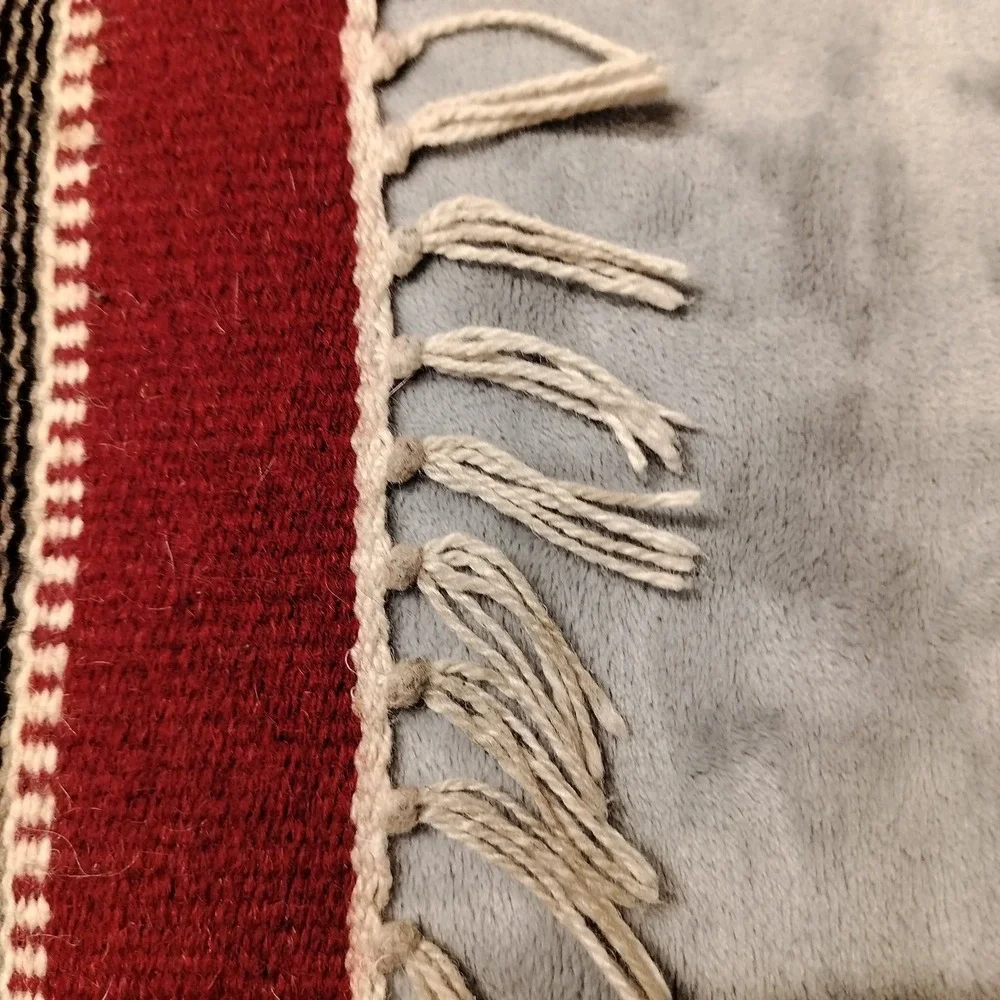 Vintage Handwoven Rug Small Red Southwest Wool Tapestry Table Runner Boho Tribal